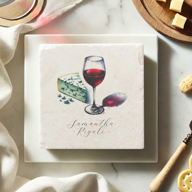 Personalized Favors Winery Stone Coaster (Personalized wine lovers coasters for gift basket ideas by Victoria Grigaliunas of Do Tell A Belle)