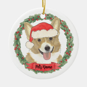 Personalized Fawn Corgi Christmas Ceramic Ornament