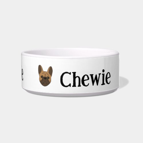 Personalized Fawn French Bulldog Ceramic Dog Bowl