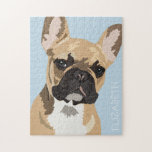 Personalized Fawn French Bulldog Jigsaw Puzzle<br><div class="desc">Personalized pop art french bulldog puzzle featuring a cute red fawn frenchie on a pastel blue background that can be changed to any color,  and your name.</div>