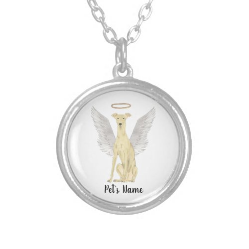 Personalized Fawn Greyhound Sympathy Memorial Silver Plated Necklace