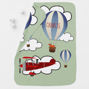 Personalized Fawn in Balloon Baby Blanket