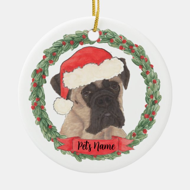 Personalized Fawn Masked Boxer Ceramic Ornament (Front)