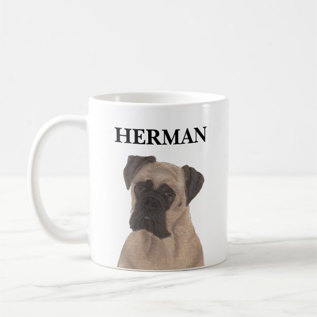 Personalized Fawn Masked Boxer Coffee Mug (Left)