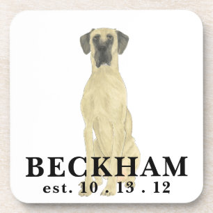 Personalized Fawn Masked Great Dane Beverage Coaster
