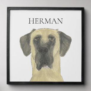 Personalized Fawn Masked Great Dane Portrait Art Peel And Stick Photo Tile