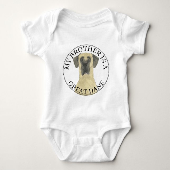 Personalized Fawn Masked Harlequin Great Dane Baby Bodysuit (Front)