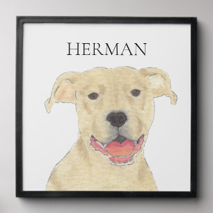 Personalized Fawn Pitbull Staffy Pet Portrait Peel And Stick Photo Tile
