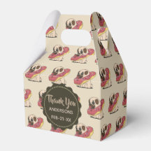 Personalized Fawn PUGS Donuts Favor Gable Box