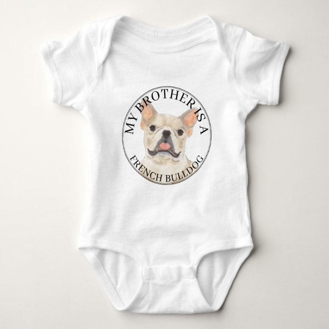Personalized Fawn Tan Cream French Bulldog Baby Bodysuit (Front)