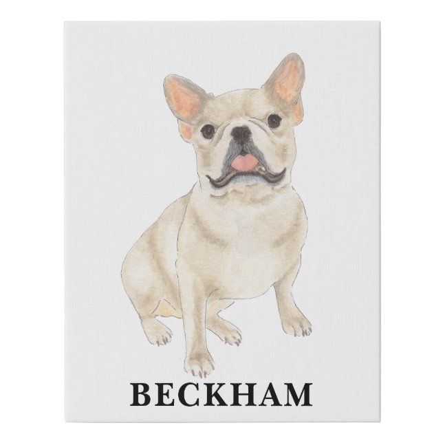 Personalized Fawn Tan Frenchie French Bulldog Faux Canvas Print (Front)