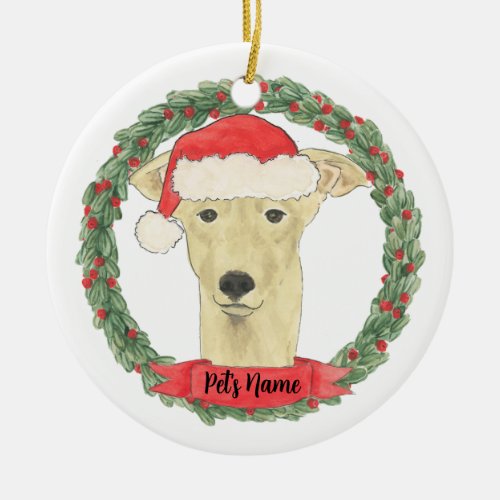 Personalized Fawn Tan Greyhound Ceramic Ornament