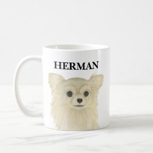 Personalized Fawn Tan Long Haired Chihuahua Coffee Mug