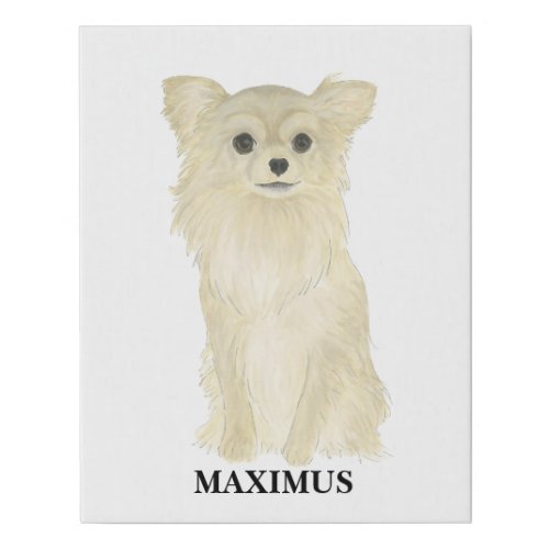 Personalized Fawn Tan Long Haired Chihuahua Faux Canvas Print