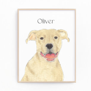 Personalized Fawn Tan Pitbull Staffy Dog Art Photo Print