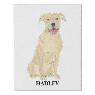 Personalized Fawn Tan Pitbull Staffy Dog Faux Canvas Print