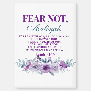 Personalized Fear Not Isaiah 41:10 Purple Floral Magnet