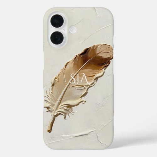 Personalized Feather 3D Impasto Warm Neutral iPhone 16 Case