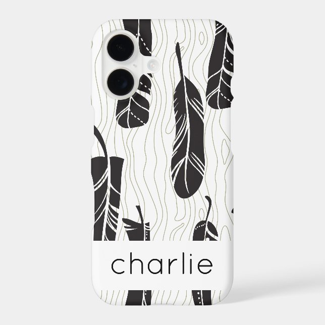 Personalized Feather and Wood background pattern  Iphone Case (Back)