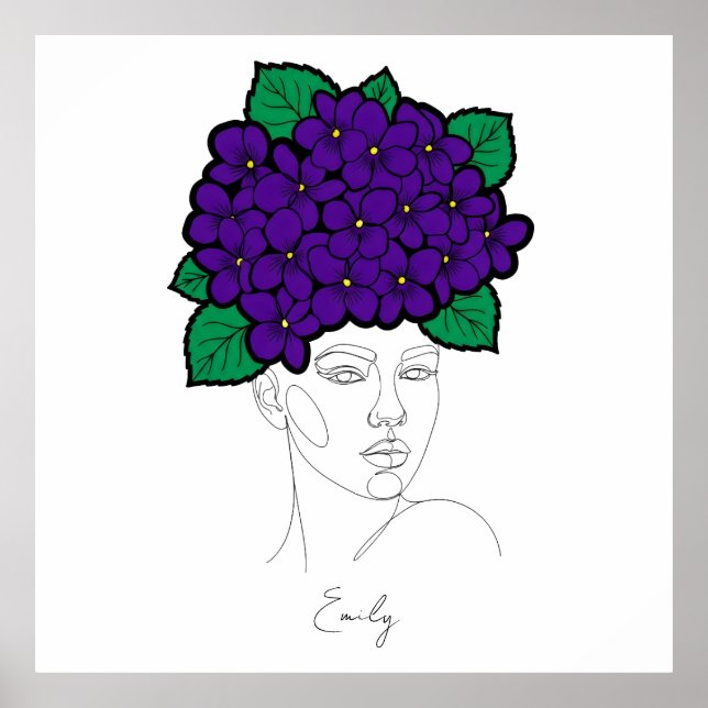 Personalized February Birth Flower Crown Art Poster (Front)