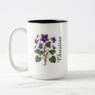 Personalized February Violet Birth Month Flower Two-Tone Coffee Mug