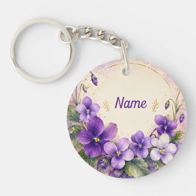 Personalized February Violet Keychain (Front)