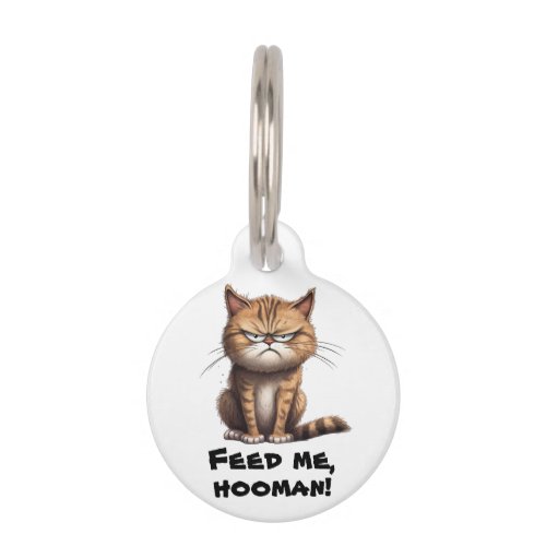 Personalized Feed Me Hooman Funny Cat Pet ID Tag