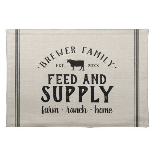 Personalized Feed Supply Grain Sack Cloth Placemat