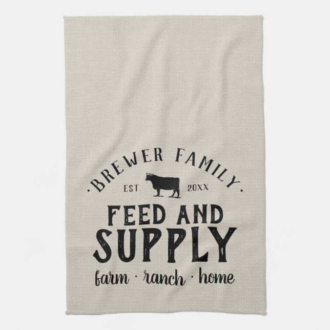 Personalized Feed Supply Grain Sack Kitchen Towel (Vertical)