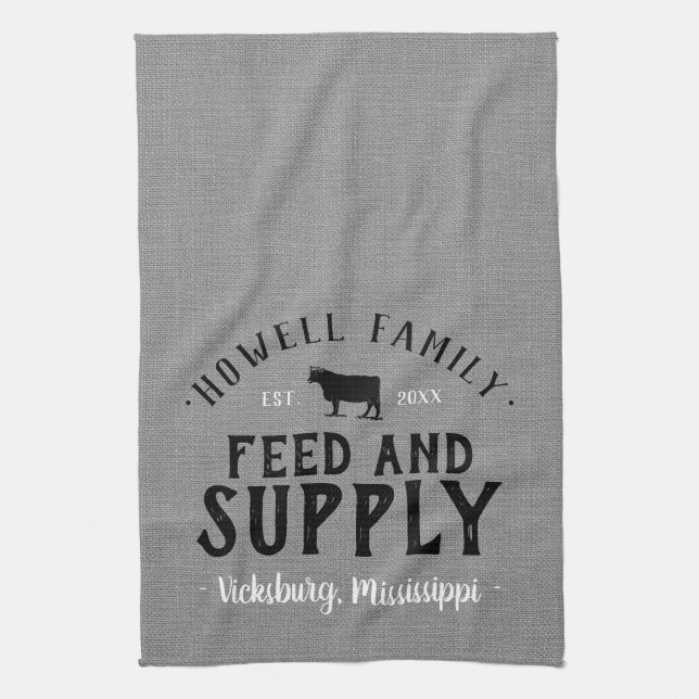 Personalized Feed Supply Grain Sack Kitchen Towel (Vertical)