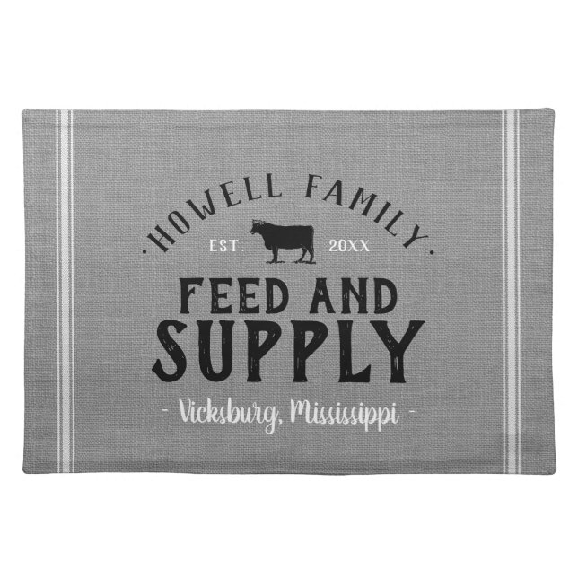 Personalized Feed Supply Grain Sack Placemat (Front)