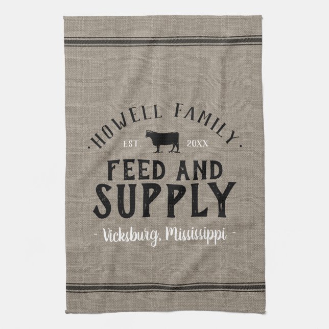 Personalized Feed Supply Grain Sack Towel (Vertical)