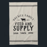 Personalized Feed Supply Grain Sack Towel<br><div class="desc">Rustic faux grainsack FEED & SUPPLY kitchen towel personalized with your family name, home city, established date or any other custom text. Please note the subtle burlap background texture is part of the printed design and product is not made of real burlap material. Click the Customize It button to add...</div>