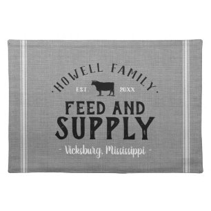 Personalized Feed Supply Grain Sack Woven Cotton Placemat