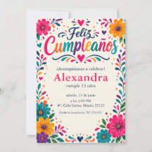 Personalized Feliz Cumpleaños Spanish Floral Fiest