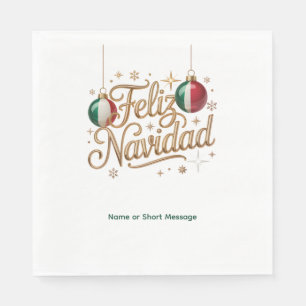 Personalized Feliz Navidad Mexican Christmas Paper Napkins