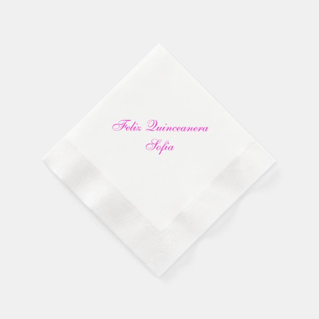 Personalized Feliz Quinceanera Paper Napkins (Corner)