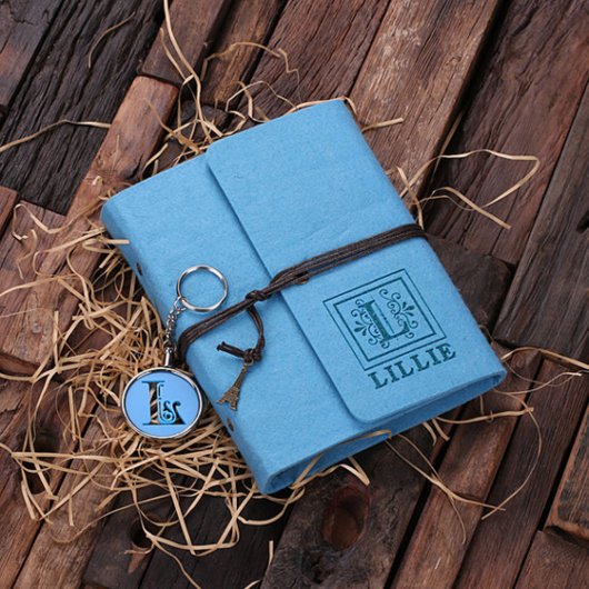 Personalized Felt Notebook & Keychain- Electric Tu (Top)