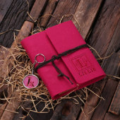 Personalized Felt Notebook & Keychain- Fuchsia (Top)