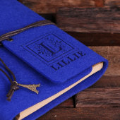 Personalized Felt Notebook & Pen - Blue (Top)