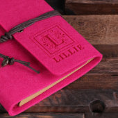 Personalized Felt Notebook & Pen - Fuchsia (Top)