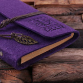 Personalized Felt Notebook & Pen - Purple (Front Left)