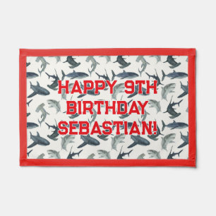 Personalized Felt Shark Birthday Banner Sharks Pennant