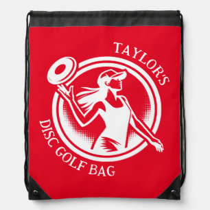 Personalized female Disc Golf  Drawstring Bag