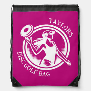 Personalized female Disc Golf  Drawstring Bag