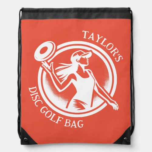 Personalized female Disc Golf  Drawstring Bag