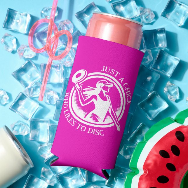 Personalized female Disc Golf  Seltzer Can Cooler (In Situ Summer)