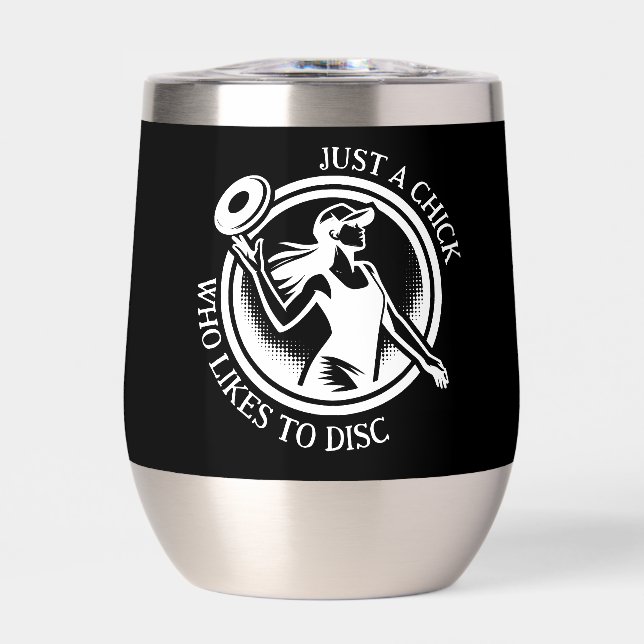 Personalized female Disc Golf  Thermal Wine Tumbler (Front)
