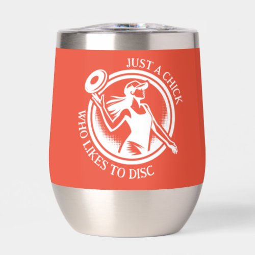 Personalized female Disc Golf  Thermal Wine Tumbler