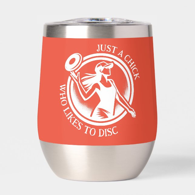 Personalized female Disc Golf  Thermal Wine Tumbler (Front)